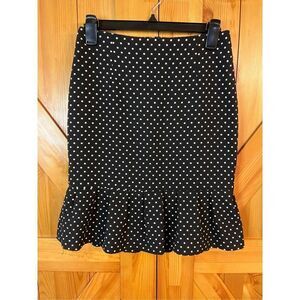 White House Black Market womens skirt black polkadot, ￼trumpet size 0 (3608)